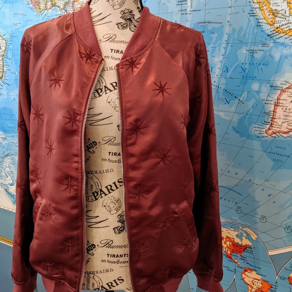 Honey Punch mauve bomber jacket with bursts! Sm